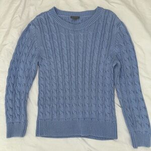 Ann Taylor Blue cable knit sweater with a preppy vibe